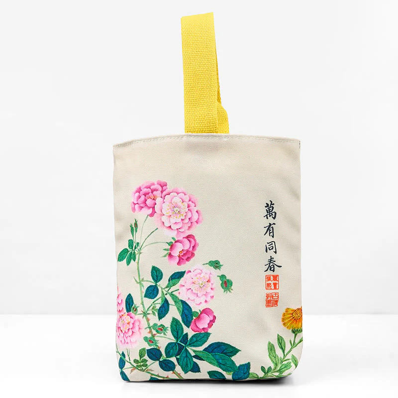 Borsa a mano in tela con Buddha Stones e peonia - Image 9