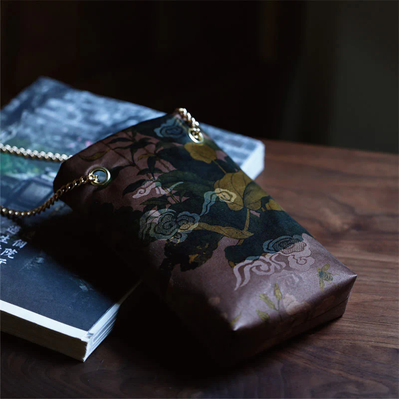 Borsa a tracolla con catena in metallo, piccola foglia d'acero e cachi, borsa per cellulare, Buddha Stones - Image 19