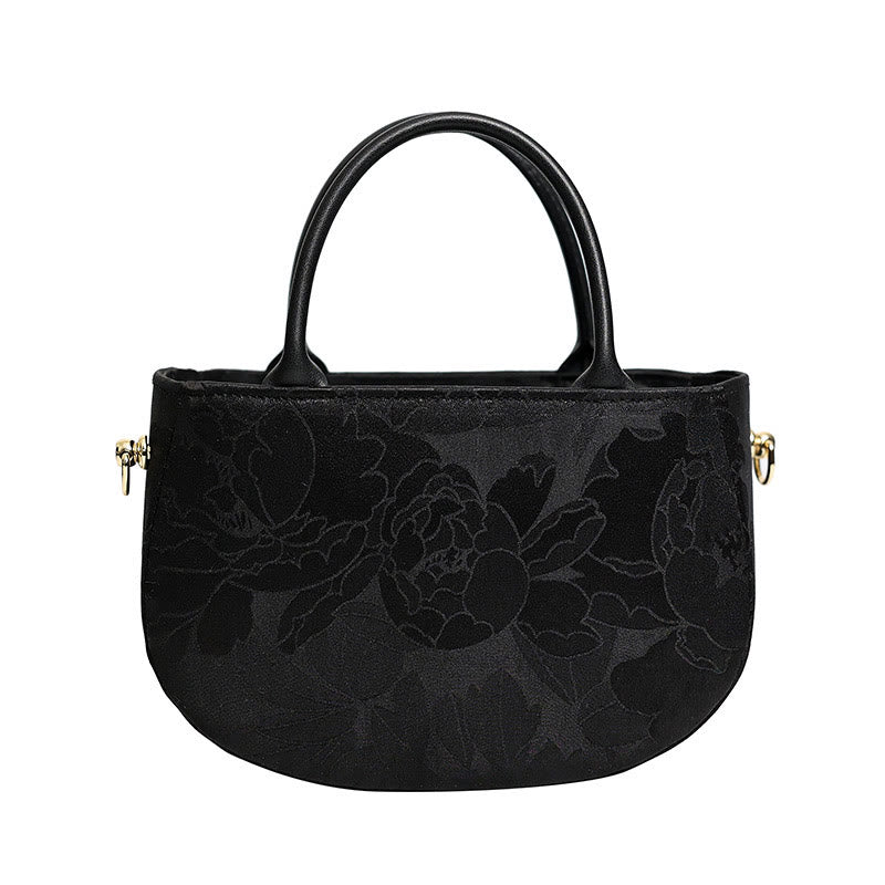 Borsa a tracolla con cerniera in metallo con catena di metallo, motivo : Buddha Stones, vintage, fiore, peonia - Image 17