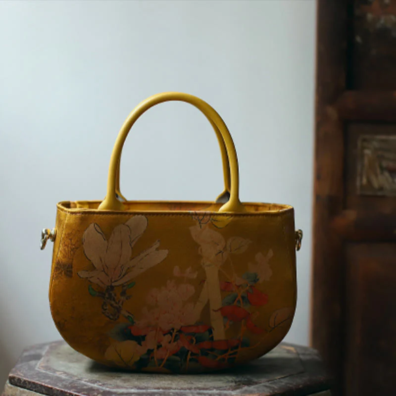 Borsa a tracolla con cerniera in metallo con catena di metallo, motivo : Buddha Stones, vintage, fiore, peonia - Image 7