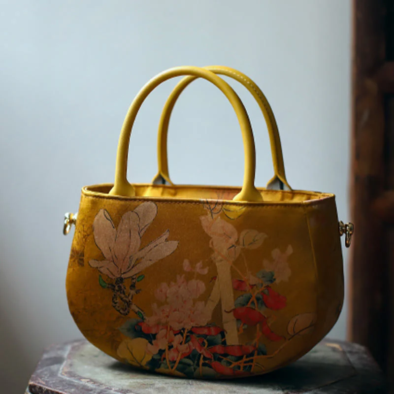 Borsa a tracolla con cerniera in metallo con catena di metallo, motivo : Buddha Stones, vintage, fiore, peonia - Image 8