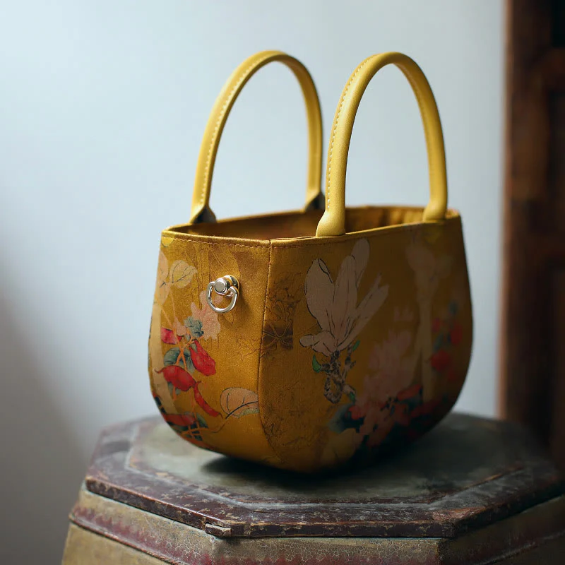 Borsa a tracolla con cerniera in metallo con catena di metallo, motivo : Buddha Stones, vintage, fiore, peonia - Image 9
