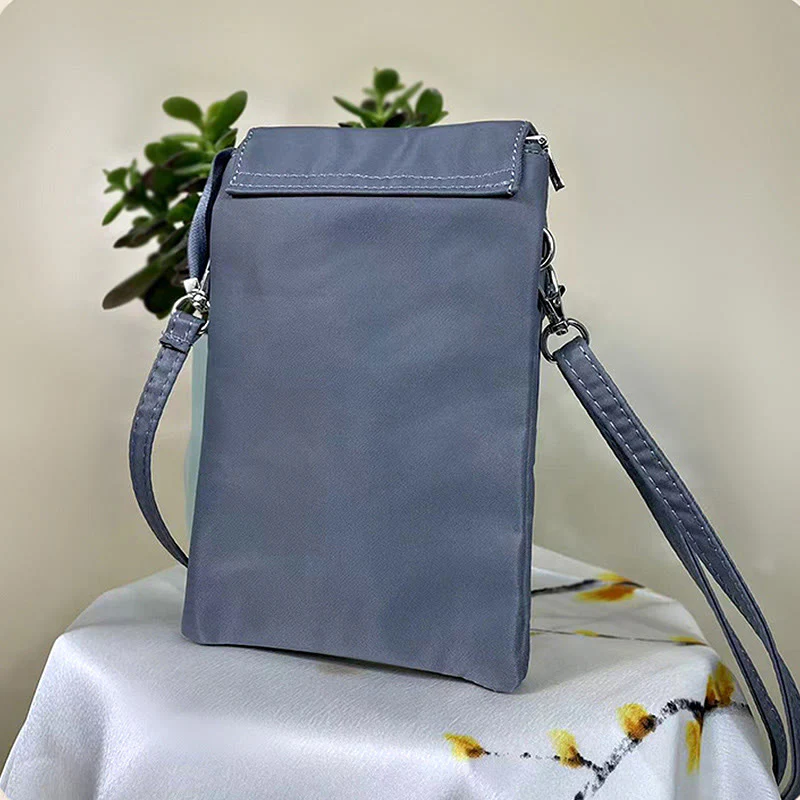 Borsa a tracolla con fiori di loto ricamati a mano, impermeabile , Buddha Stones , borsa per cellulare - Image 27