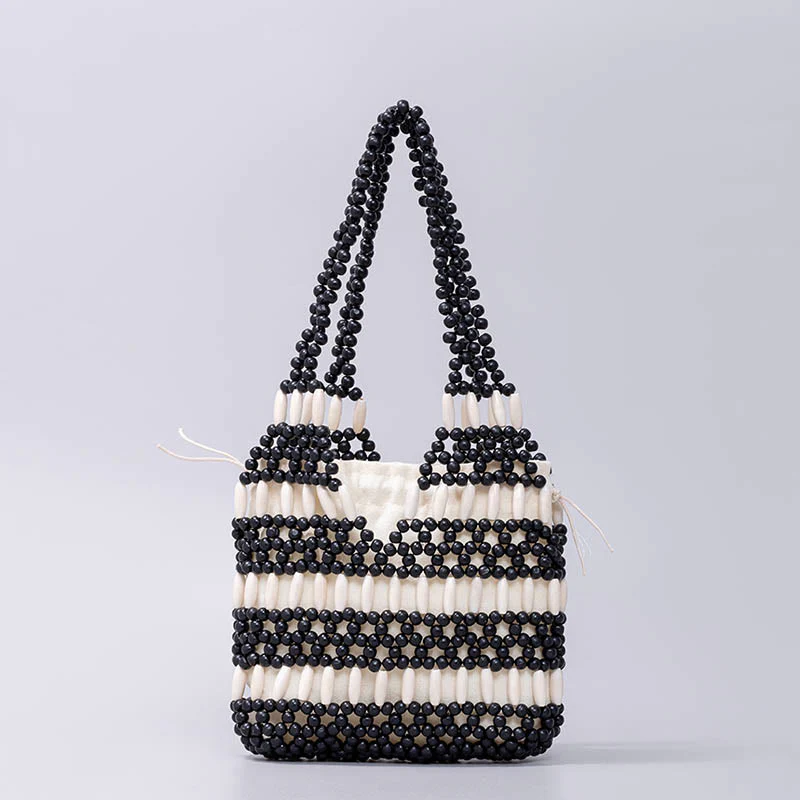Borsa a tracolla con perline di legno rotonde intrecciate a mano Buddha Stones - Image 6