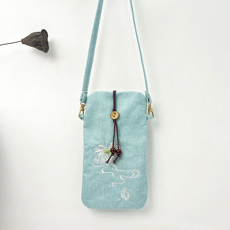 Borsa a tracolla con piccoli fiori ricamati Buddha Stones Borsa a tracolla Borsa per cellulare 11*20cm - Image 21