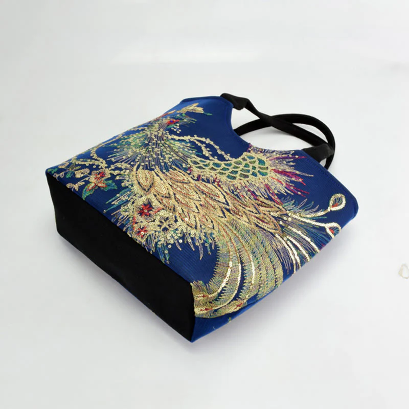 Borsa a tracolla con ricamo a doppia faccia con Buddha Stones e pavone - Image 7