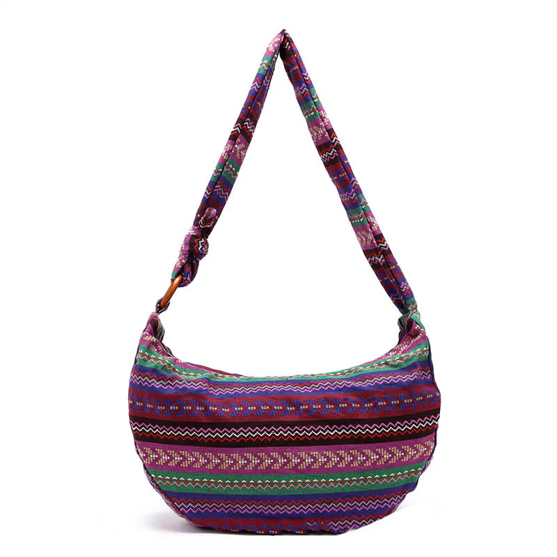 Borsa a tracolla con stampa a strisce di cotone Buddha Stones - Image 18
