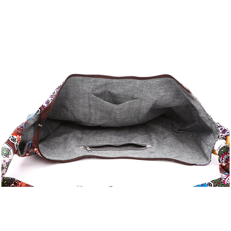 Borsa a tracolla con stampa a strisce di cotone Buddha Stones - Image 19