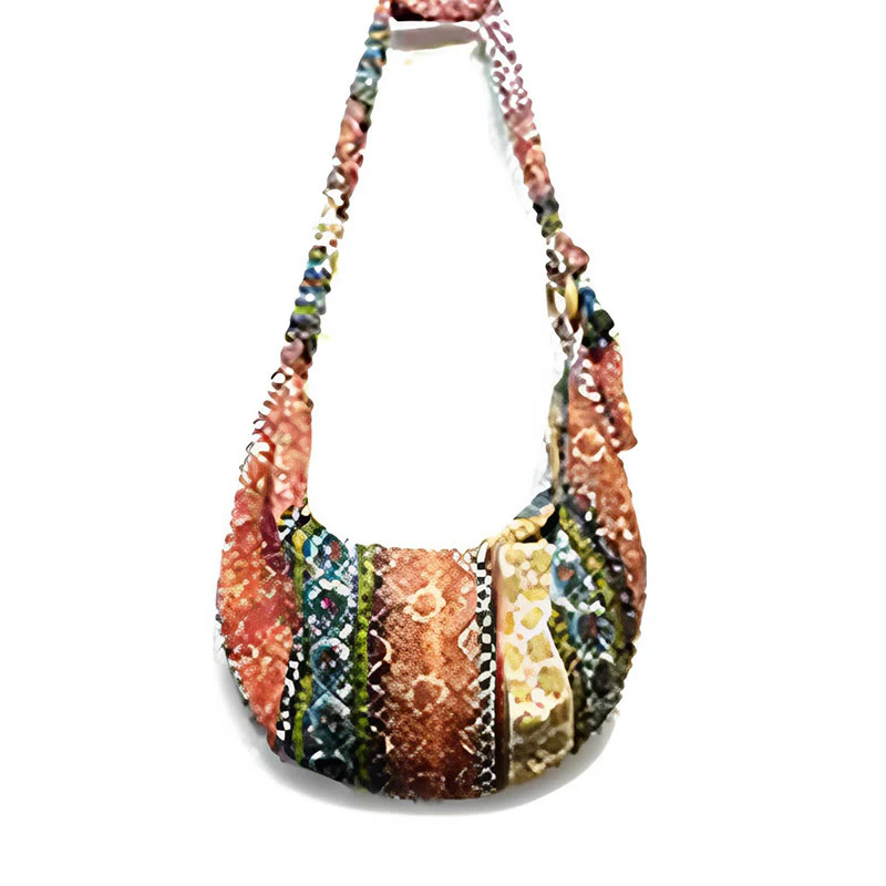 Borsa a tracolla con stampa a strisce di cotone Buddha Stones - Image 20