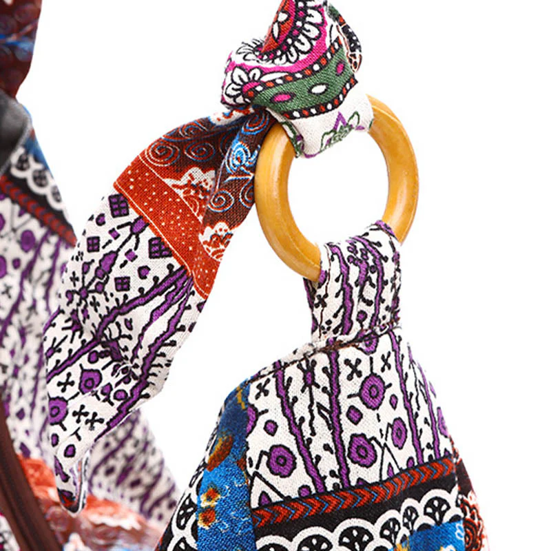Borsa a tracolla con stampa a strisce di cotone Buddha Stones - Image 8