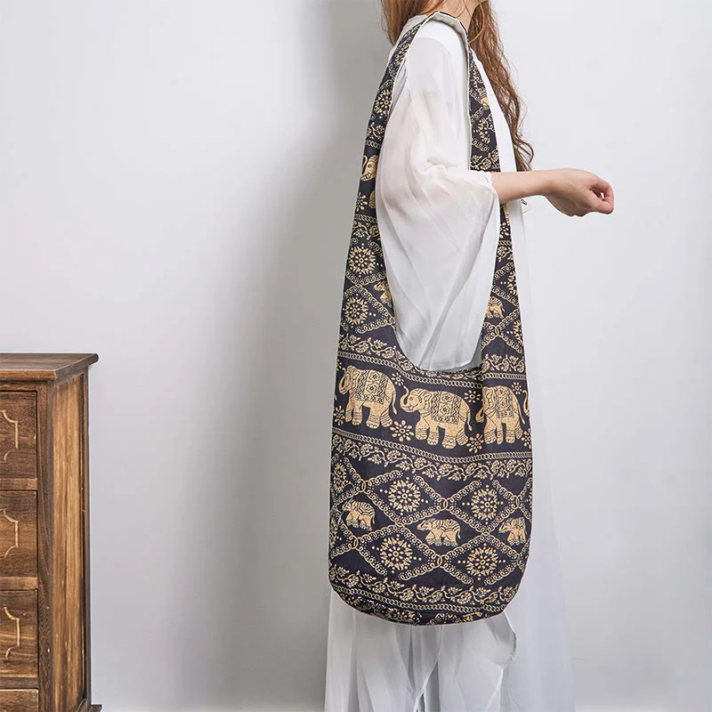Borsa a tracolla con strisce di elefante in cotone Buddha Stones - Image 12