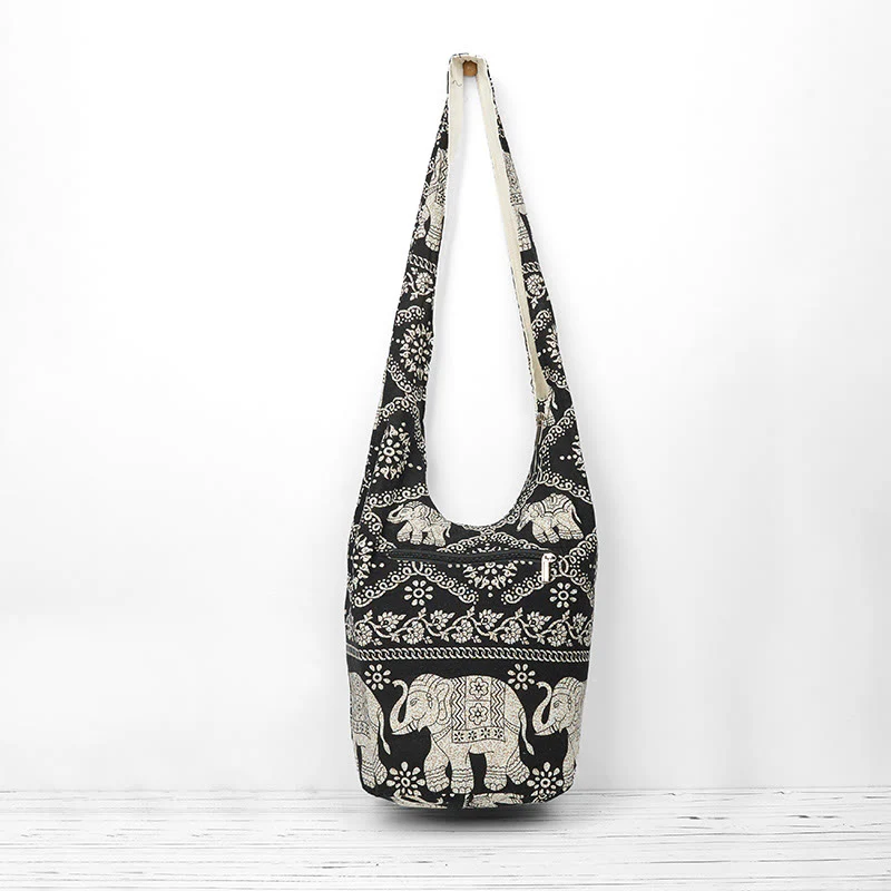 Borsa a tracolla con strisce di elefante in cotone Buddha Stones - Image 19