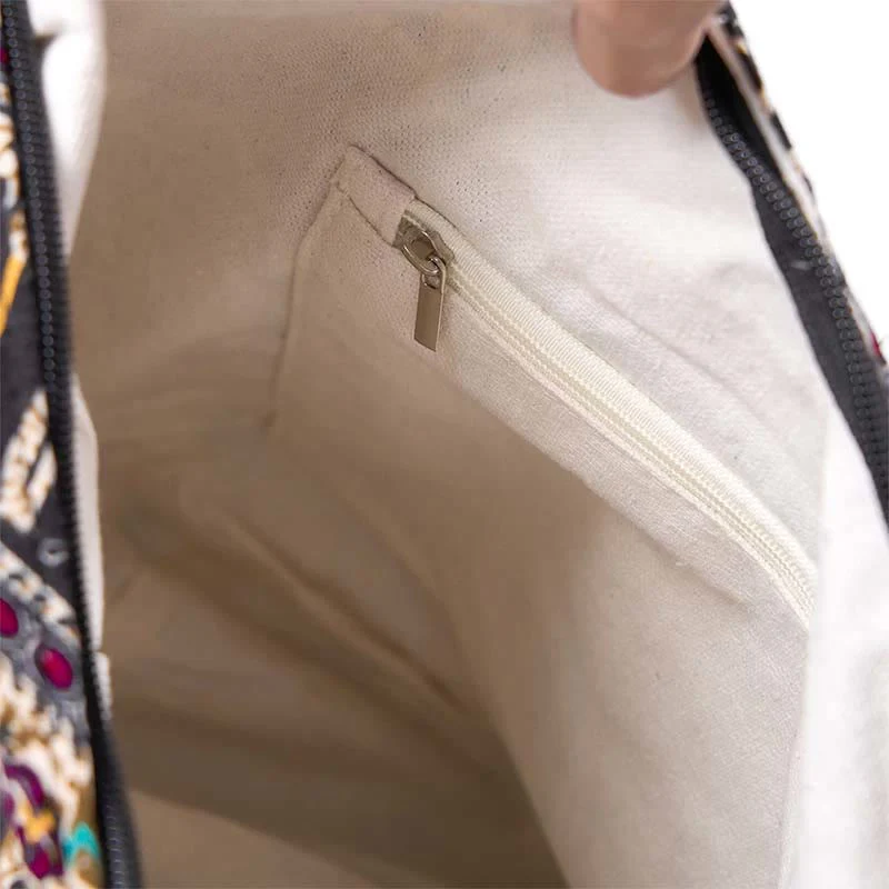 Borsa a tracolla con strisce di elefante in cotone Buddha Stones - Image 5