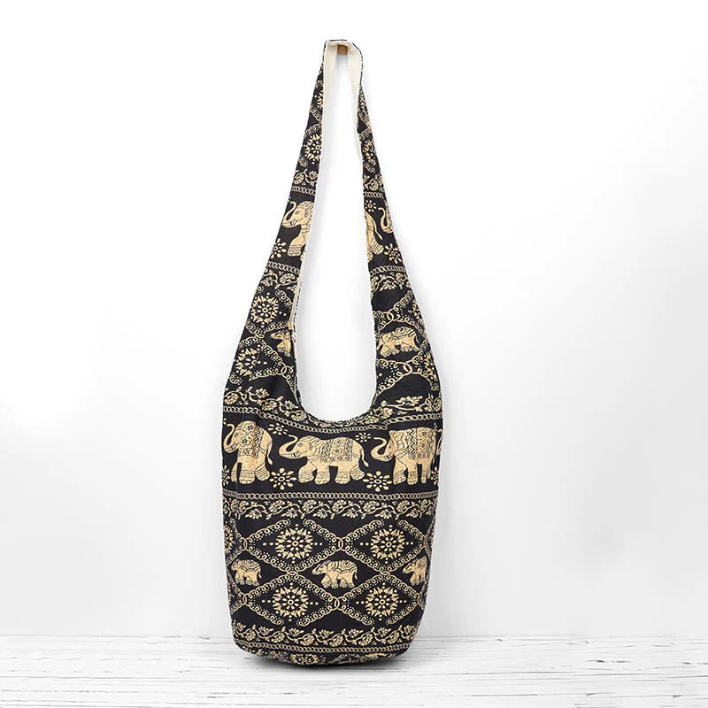 Borsa a tracolla con strisce di elefante in cotone Buddha Stones - Image 9