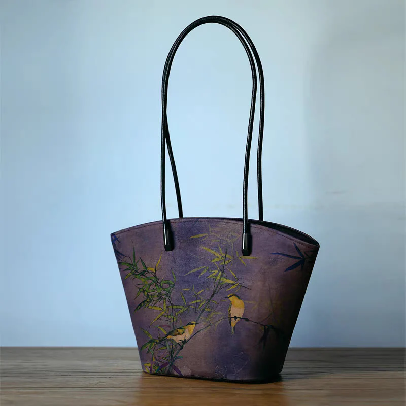 Borsa a tracolla grande capacità Buddha Stones Vintage Bamboo Magpie Peony Butterfly - Image 13