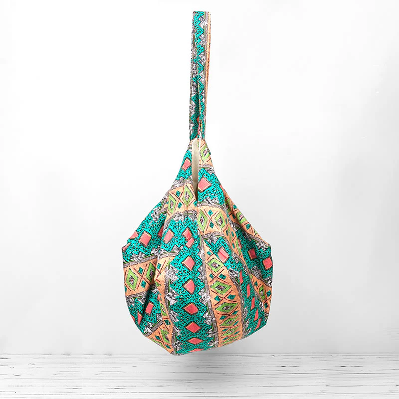 Borsa a tracolla in cotone con motivo a strisce colorate Buddha Stones - Image 20