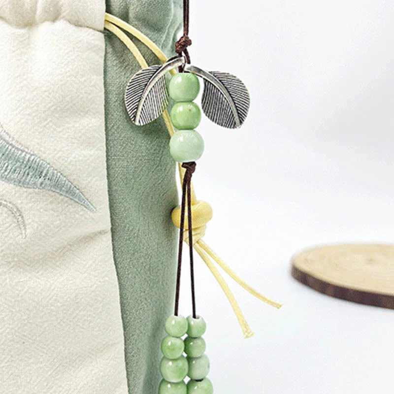 Borsa a tracolla in cotone e lino con Buddha Stones , farfalla ricamata, loto, magnolia, borsa a tracolla - Image 18