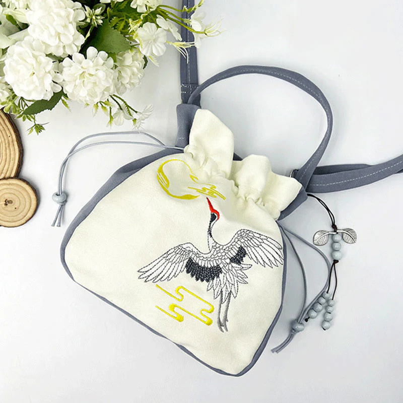 Borsa a tracolla in cotone e lino con Buddha Stones , farfalla ricamata, loto, magnolia, borsa a tracolla - Image 27