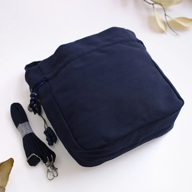 Borsa a tracolla in cotone e lino con Buddha Stones , farfalla ricamata, loto, magnolia, borsa a tracolla - Image 5