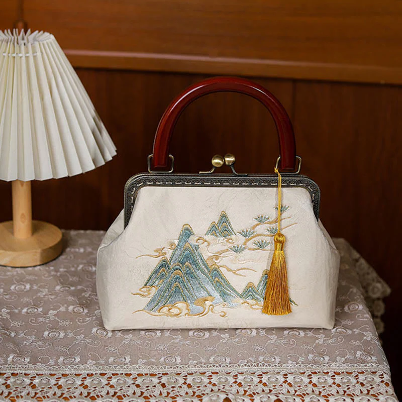 Borsa a tracolla in jacquard con dipinto di paesaggio Buddha Stones - Image 2