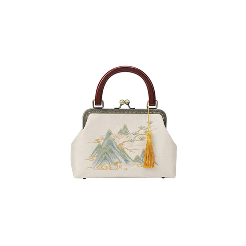 Borsa a tracolla in jacquard con dipinto di paesaggio Buddha Stones - Image 3