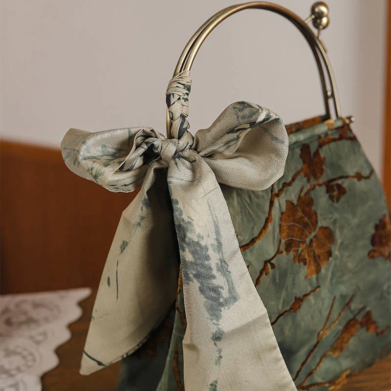 Borsa a tracolla in metallo con catena in velluto jacquard Buddha Stones - Image 3