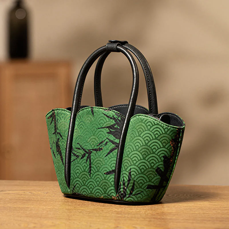 Borsa a tracolla in seta Xiangyunsha a forma di fiore di bambù curva Buddha Stones - Image 2