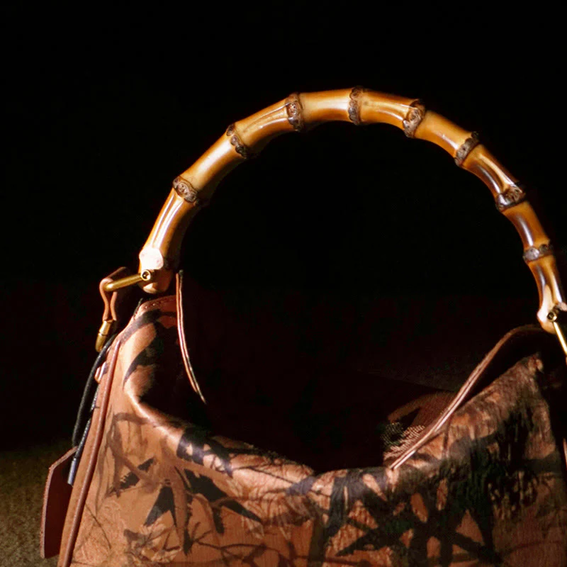 Borsa a tracolla in seta Xiangyunsha con manico in bambù lussureggiante Buddha Stones - Image 21