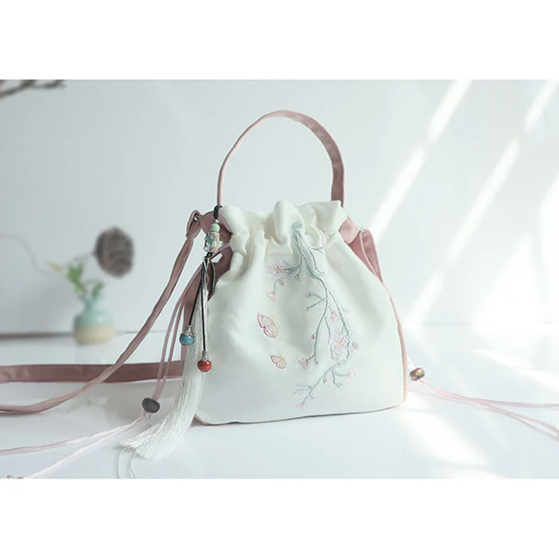 Borsa a tracolla in tela con fiori ricamati a mano con Buddha Stones - Image 27