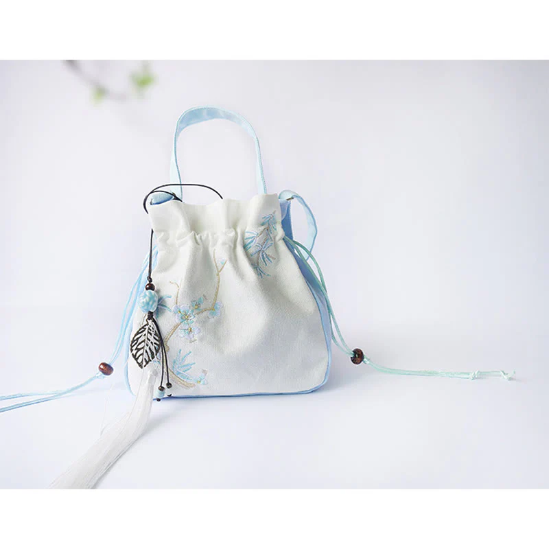 Borsa a tracolla in tela con fiori ricamati a mano con Buddha Stones - Image 31