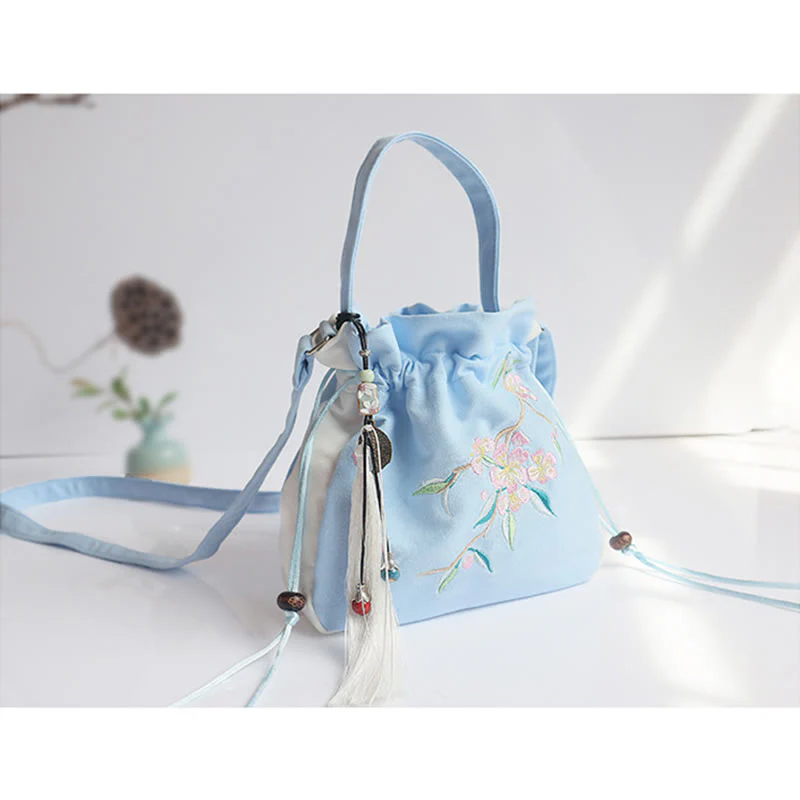 Borsa a tracolla in tela con fiori ricamati a mano con Buddha Stones - Image 35