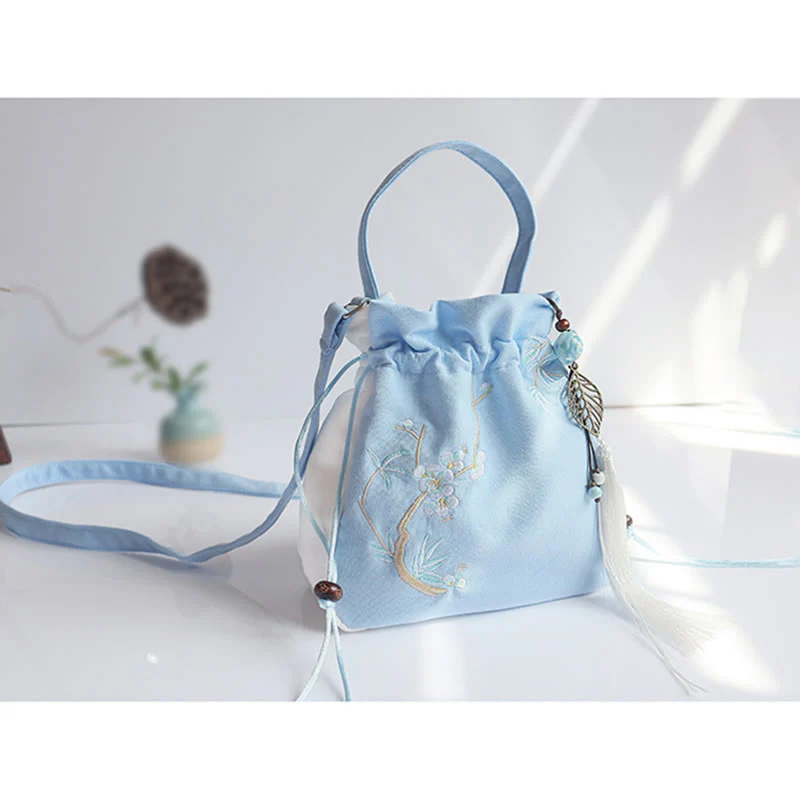 Borsa a tracolla in tela con fiori ricamati a mano con Buddha Stones - Image 38