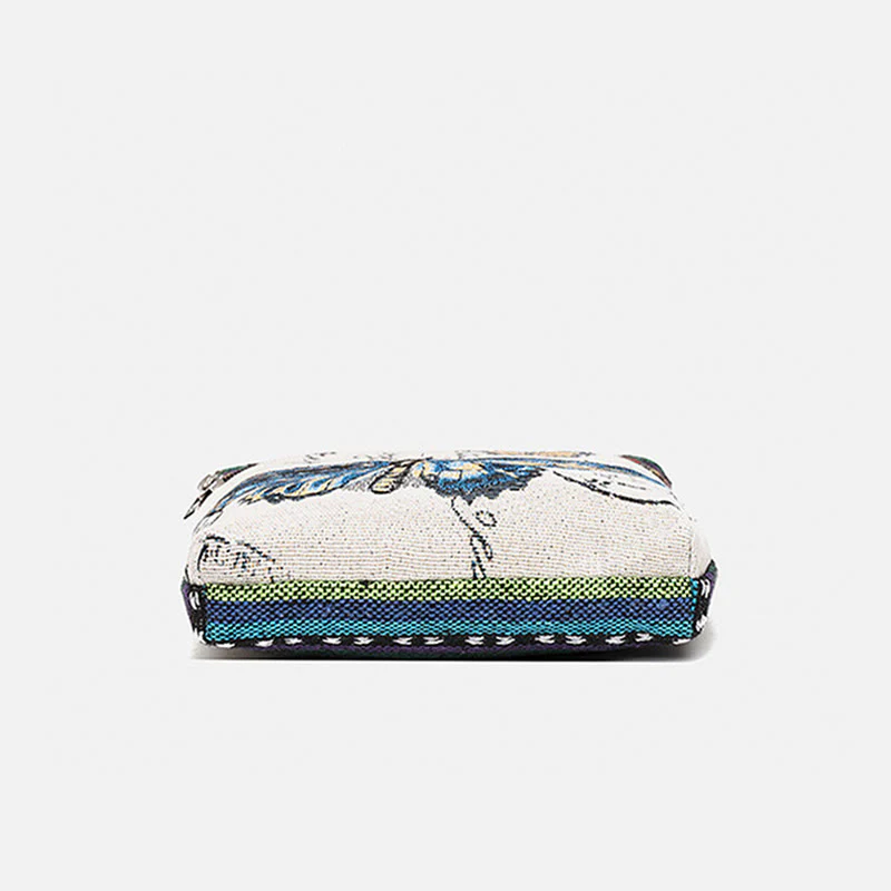 Borsa a tracolla in tela ricamata con elefante e farfalla, motivo Buddha Stones - Image 16