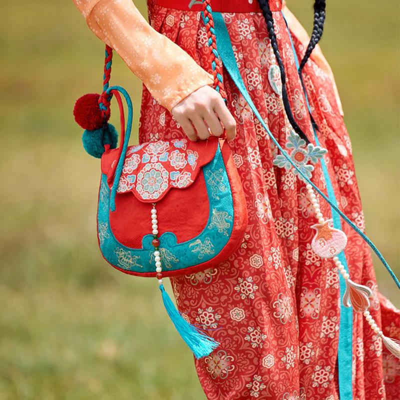 Borsa a tracolla per lo shopping in stile etnico Buddha Stones ricamo Su, borsa a mano - Image 3