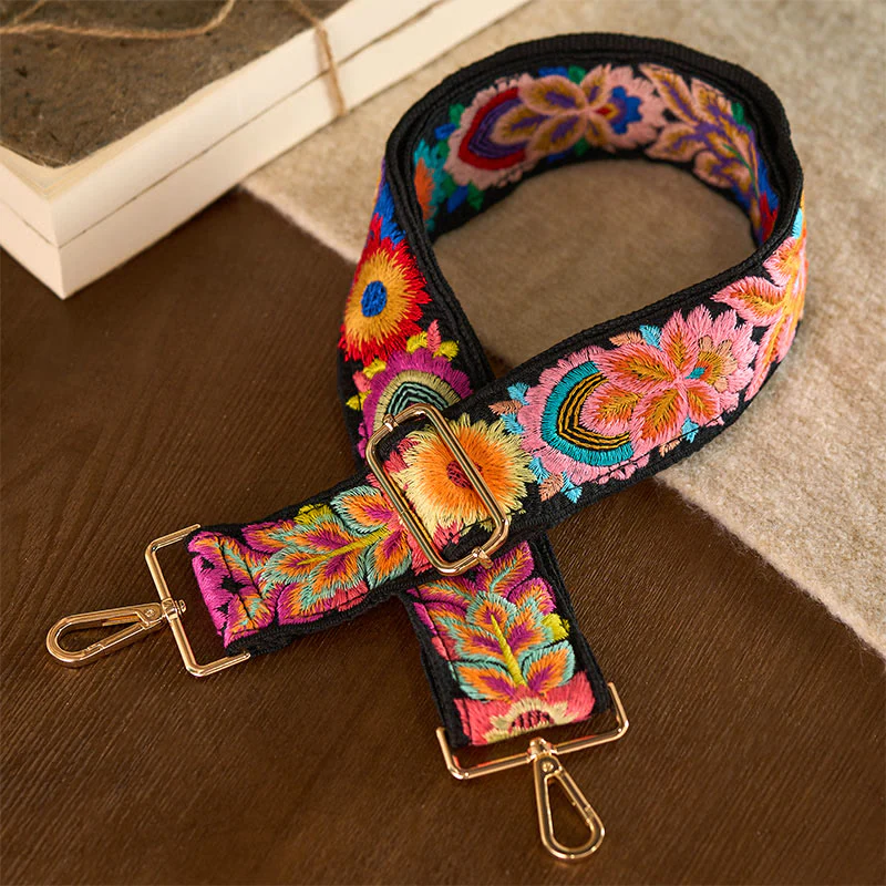 Borse a tracolla regolabili con ricami floreali multicolori Buddha Stones - Image 4
