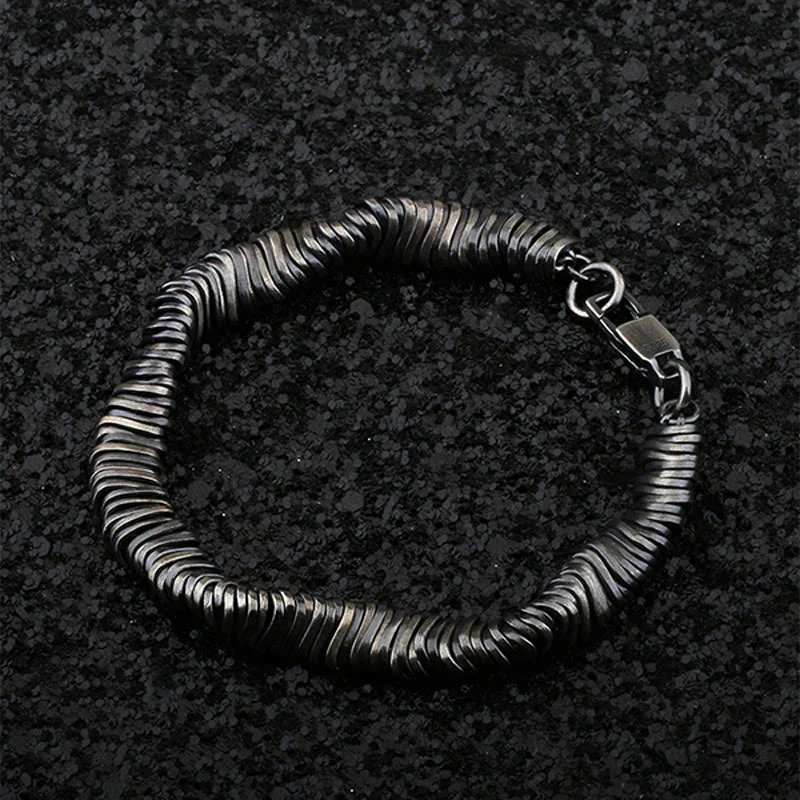 Bracciale a catena con design intrecciato vintage in argento sterling 925 Buddha Stones, per la guarigione della ricchezza