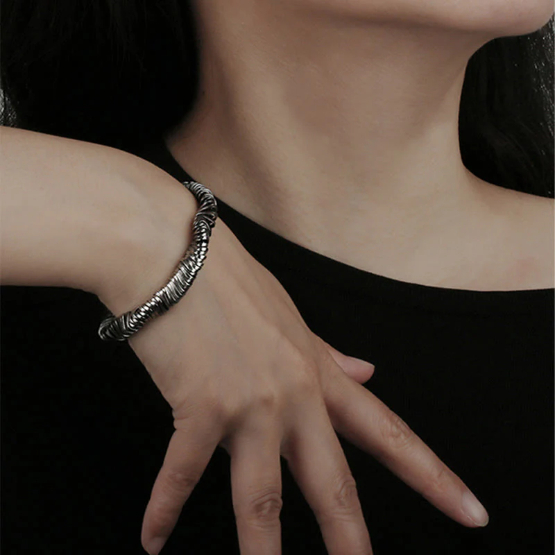 Bracciale a catena con design intrecciato vintage in argento sterling 925 Buddha Stones, per la guarigione della ricchezza - Image 10
