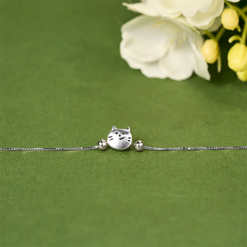 Bracciale a catena con mini gatto in argento sterling 925 Buddha Stones - Image 3