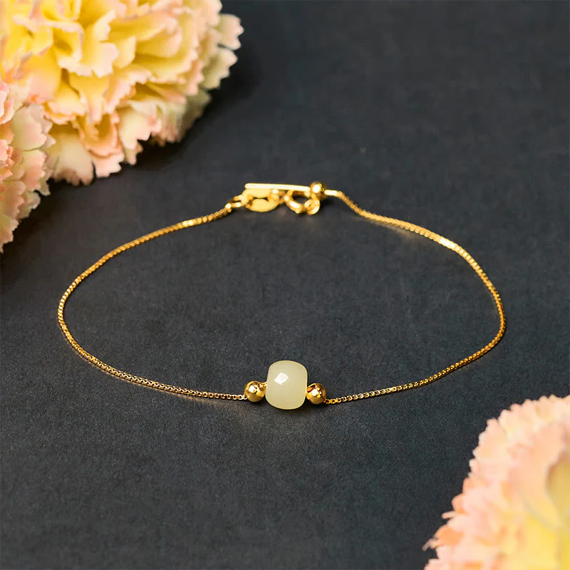 Bracciale a catena con perline di giada naturale in argento sterling 925 Buddha Stones - Image 14