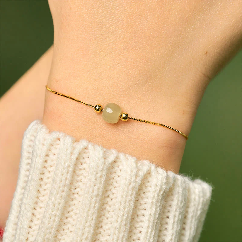 Bracciale a catena con perline di giada naturale in argento sterling 925 Buddha Stones - Image 17