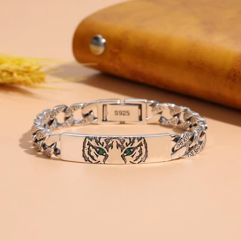 Bracciale a catena con polsino portafortuna in rame Tiger - Image 8