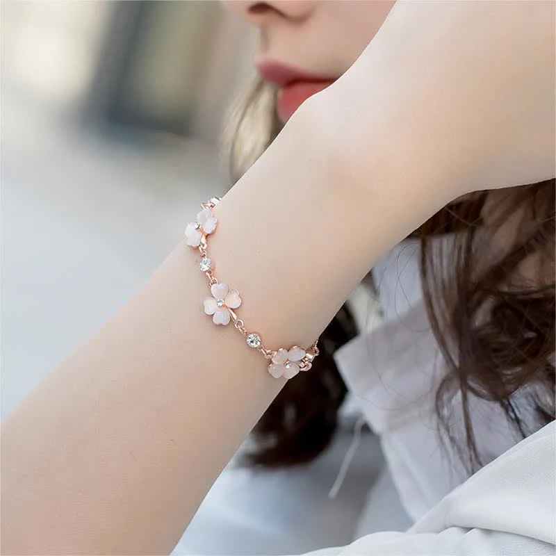 Bracciale a catena con quadrifoglio e cristallo rosa Buddha Stones Love - Image 10