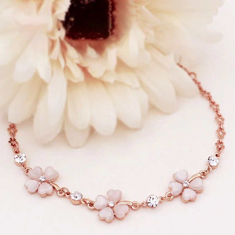 Bracciale a catena con quadrifoglio e cristallo rosa Buddha Stones Love - Image 5