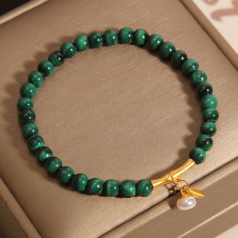 Bracciale anti-ansia in bambù portafortuna con perle di malachite naturale Buddha Stones - Image 5