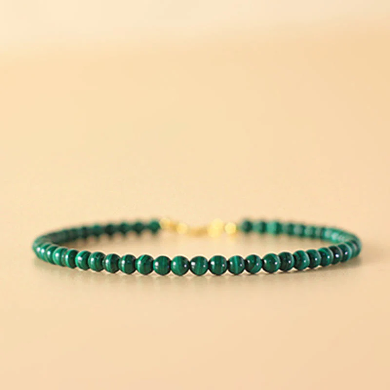 Bracciale anti-ansia in rame placcato oro 14k con perline di malachite naturale da 4 mm Buddha Stones - Image 8