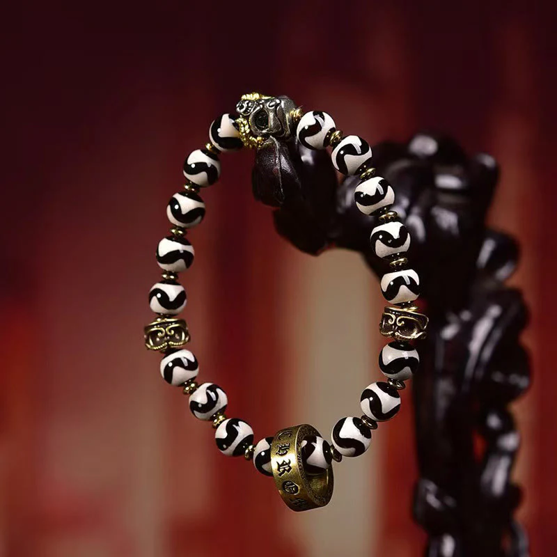 Bracciale benedizioni Om Mani Padme Hum con Buddha Stones vintage tibetane Dzi - Image 4