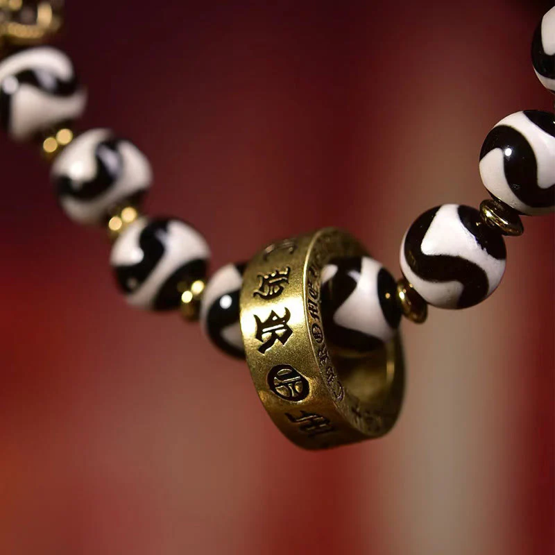 Bracciale benedizioni Om Mani Padme Hum con Buddha Stones vintage tibetane Dzi - Image 5