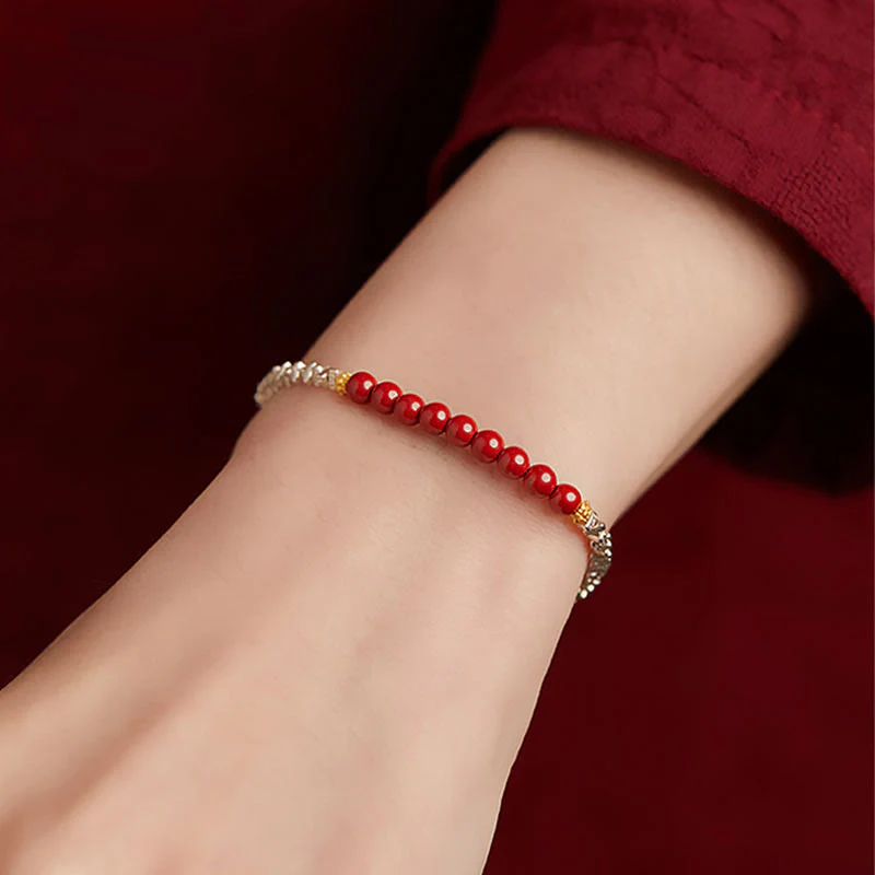 Bracciale Buddha Stones 925 Sterling Silver Cinnabar Fu Character Blessing - Image 3