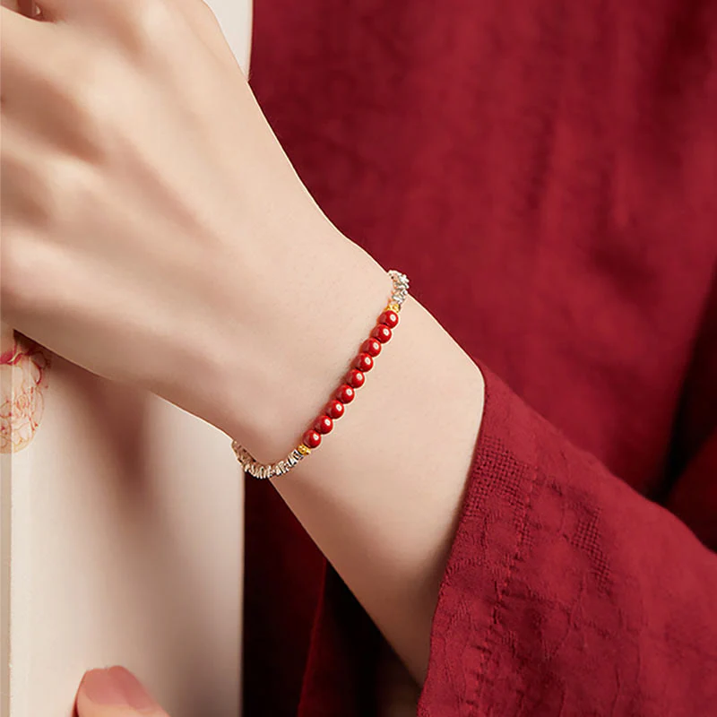 Bracciale Buddha Stones 925 Sterling Silver Cinnabar Fu Character Blessing - Image 4