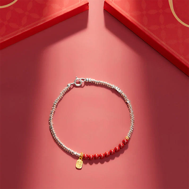 Bracciale Buddha Stones 925 Sterling Silver Cinnabar Fu Character Blessing - Image 8